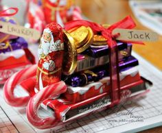 candy cane sleigh | As you can see we have candy canes, KitKat, miniature Cadbury ...