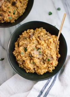 Easier, healthier brown rice risotto with caramelized mushrooms - cookieandkate.com