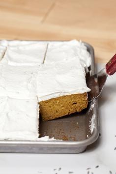 
                    
                        Pumpkin Sheet Cake with Lavender-Sour Cream Frosting
                    
                