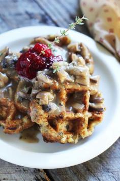 STUFFING WAFFLES WITH CHIA CRANBERRY SAUCE AND GRAVY…OR SYRUP