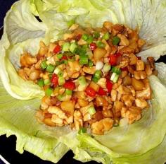 Chinese Chicken Lettuce Wraps (no carbs). Perfect recipe, didn't revamp it at all. Would be yummy to add peanuts!