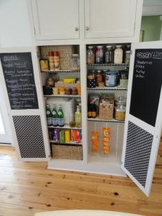 
                    
                        chalkboard paint inside the pantry to write down when you are out of something or plan for meals during the week
                    
                