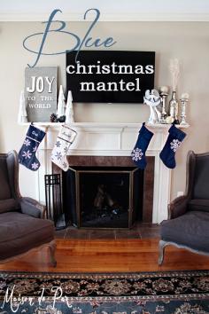 a beautiful non-traditional color scheme for Christmas: blues and silvers via maisondepax.com #mantel #blue #Christmas
