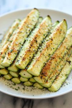 Baked Parmesan Zucchini - Crisp, tender zucchini sticks oven-roasted to perfection. It's healthy, nutritious and completely addictive. ☀CQ #glutenfree #vegan