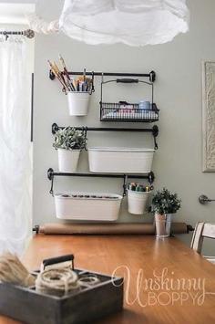 
                        
                            Roll of kraft paper hung on the wall for craft room easy cleanup.  Love it.
                        
                    