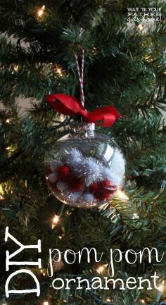 DIY Pom Pom Ornament via www.waittilyourfa... #ornaments #DIY #handmade #Christmas