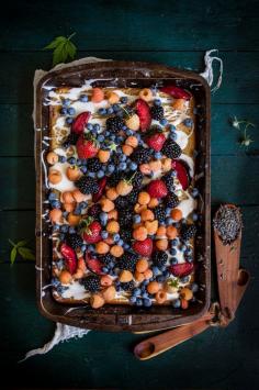 Lavender Plum Berry Sheet Cake with Lemon Vanilla Glaze - Friday Faves: 5 Food Blogs I’m Following Now