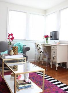 
                    
                        Create a cozy office space in the living room - www.classyclutter...
                    
                
