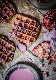 
                    
                        croissant waffles with orange butter and pomegranate glaze (waffants)
                    
                