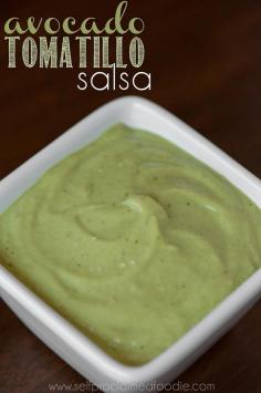 Avocado Tomatillo Salsa | Amazing drizzled on tacos or burritos!