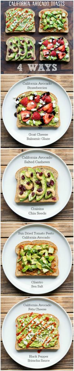 
                    
                        California Avocado Toasts – 4 Ways #avocado
                    
                