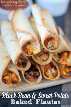 
                    
                        Black Bean and Sweet Potato Baked Flautas - these are healthy, vegetarian, and delicious!
                    
                