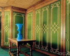 
                    
                        Villa Vistorta, the Brandolini family estate in Italy’s Veneto | Doors covered in green felt and gold metallic paint | Feature of architect Renzo Mongiardino via Agents of Style
                    
                