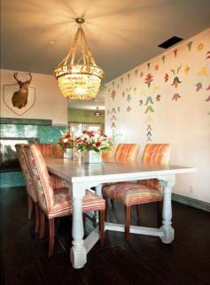 
                    
                        Colorful and Elegantly Simple Handpainted Walls in Dining Room | Artist Kaveri Singh | Design by Joanna Poitier
                    
                