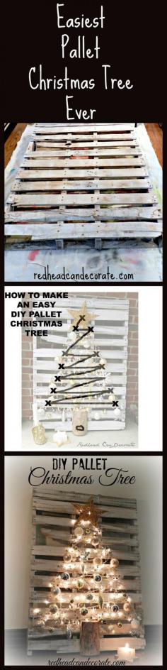 
                    
                        Easiest Pallet Christmas Tree Tutorial…I did this in one night, and it cost me under $10. @redheadcandecorate.com
                    
                