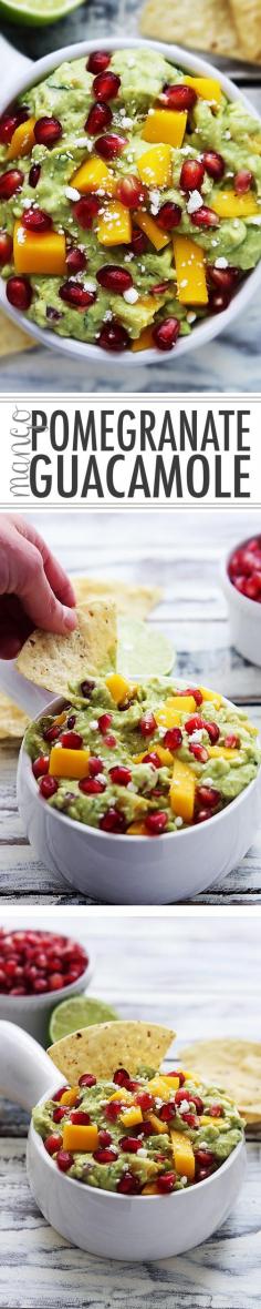 
                    
                        Zesty guacamole with juicy pomegranate jewels, fresh mango, feta cheese, and a hint of garlic and lime.
                    
                