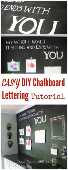 
                    
                        MUST PIN!  Easiest DIY Chalkboard Lettering Tutorial EVER!  By Designer Trapped in a Lawyer's Body.  #chalkboardlettering
                    
                