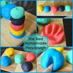 
                    
                        This is the BEST EVER homemade playdough recipe! This is better than the real thing and all ingredients you have in your pantry!
                    
                