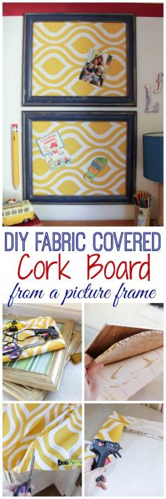 
                    
                        DIY Fabric Covered Cork Board using a Picture Frame {One Item Challenge} - The Happy Housie
                    
                