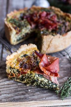 
                    
                        Deep dish spinach and prosciutto quiche with toasted sesame crust #spinach #sesame
                    
                