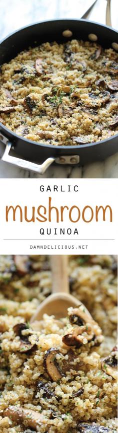 
                    
                        Garlic Mushroom Quinoa - An easy, healthy side dish that you'll want to make with every single meal!
                    
                