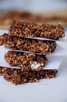 Chocolate Puffed Quinoa Bars with Almonds and an optional Spicy kick! #vegan #recipe #glutenfree dessert Vegan Family Recipes