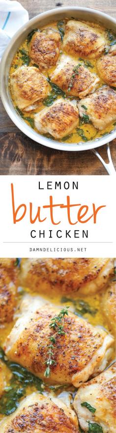 
                    
                        Lemon Butter Chicken - Easy crisp-tender chicken with the creamiest lemon butter sauce ever - you'll want to forget the chicken and drink the sauce instead!
                    
                