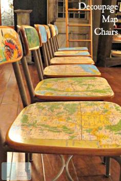 DIY Decoupage Map Chairs