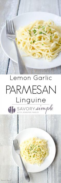 
                    
                        This Lemon Garlic Parmesan Linguine is a super easy dinner that's ready in under 20 minutes! Get the recipe from SavorySimple.net
                    
                