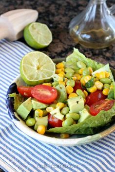 
                    
                        Avocado Edamame Corn Tomato Salad.  I love all these things separate.. so this has to be good!
                    
                