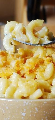 Real macaroni and cheese - baked in the oven!  Creamy, buttery, with crisp golden brown breadcrumbs on top | JuliasAlbum.com | Comfort food, mac and cheese recipes