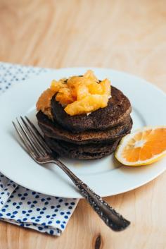 
                    
                        gluten-free buckwheat pancakes with grapefruit maple syrup
                    
                