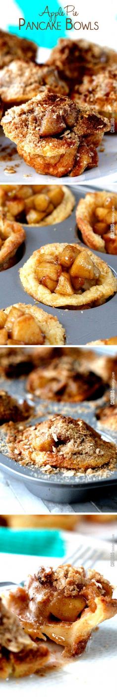 Easy German pancake batter baked in a cupcake pan then layered with warm, cinnamon apples and topped with brown sugar crumb topping!