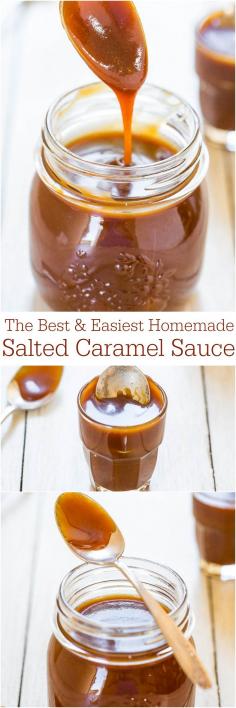 
                    
                        The Best & Easiest Homemade Salted Caramel Sauce - Ready in 15 minutes & tastes 1000x better than any storebought sauce ever could!
                    
                