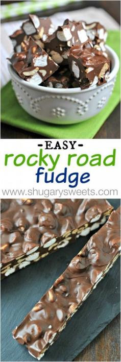 
                    
                        Easy Rocky Road Fudge! 5 ingredients, made in the microwave!!
                    
                