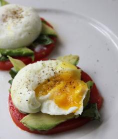 
                    
                        Poached eggs with tomatoes, avocado & basil //
                    
                