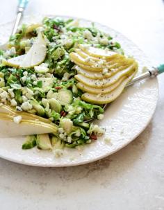 brussel sprout, blue cheese, and pear salad.