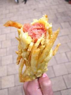 
                    
                        Hot Dog + French Fries On a Stick is Perfect for Porky Pedestrians #fries trendhunter.com
                    
                