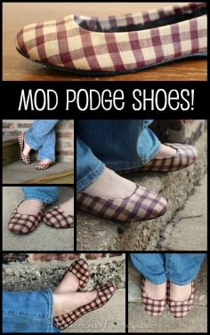 
                    
                        Found a pair of comfy but ugly shoes? Give them a makeover with a bit of Mod Podge and some fabric! It's super easy to do and takes less than an hour!
                    
                
