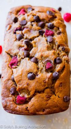 
                    
                        Super-moist and incredibly indulgent brown sugar banana bread loaded with dark chocolate chips and raspberries.
                    
                