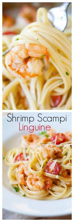 Shrimp scampi linguine - garlicky, buttery, quick & easy one pot meal for the family that you'll want everyday | rasamalaysia.com *change noodles to veggie noodles