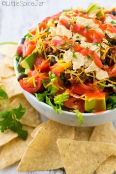 
                    
                        Quick and Easy Taco Salad - #taco #tacosalad #salad | littlespicejar.com
                    
                