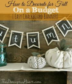 
                    
                        When you are on a budget, it isn't always easy to find ways to decorate your home. If you love to decorate for fall but don't have a lot to spend, you will love this series about decorating for fall on a budget! This project will show you how to make a versatile chalkboard banner for fall
                    
                