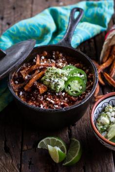 
                    
                        Spicy Black Bean and Lentil Chili with Cotija Guacamole + Chipotle Sweet Potato Fries | halfbakedharvest.com @Half Baked Harvest
                    
                