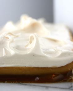
                    
                        CLOUD NINE – Flaky homemade pie dough layered with vanilla bean caramel sauce, butterscotch custard, and smooth peaks of brown sugar meringue.
                    
                