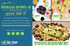 
                    
                        Score a touchdown next weekend with this fun twist on a classic football party appetizer via @HassAvocados/ #recipe #superbowl #superbowlsnacks #appetizer #superbowlsnacks #nachos #guacamole #avocado
                    
                