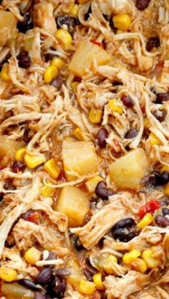
                    
                        Slow Cooker Sweet and Spicy Pineapple Salsa Chicken ~ crazy good...  makes a favorite filling in burritos or tacos
                    
                