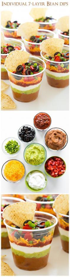 Individual 7 Layer Bean Dips - Good bye sloppy scooping and double dippers!