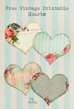 free printable shabby hearts - LOVE these!    *******************************************    Free Pretty Things For You - #free #vintage #printable #hearts #papercrafts #paper #crafts #scrapbooking #tags #shabby #chic - tå√