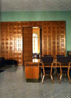 
                    
                        GIÒ PONTI, Interior from the reading room of the Circolo dei Professori, Padua University, Italy. Designed in late 1930s. Mosaic marble floors and cherry wood paneling on the doors. Photograph by Bill Patten, the World of Interiors, Nov. 2011./ Blogspot
                    
                